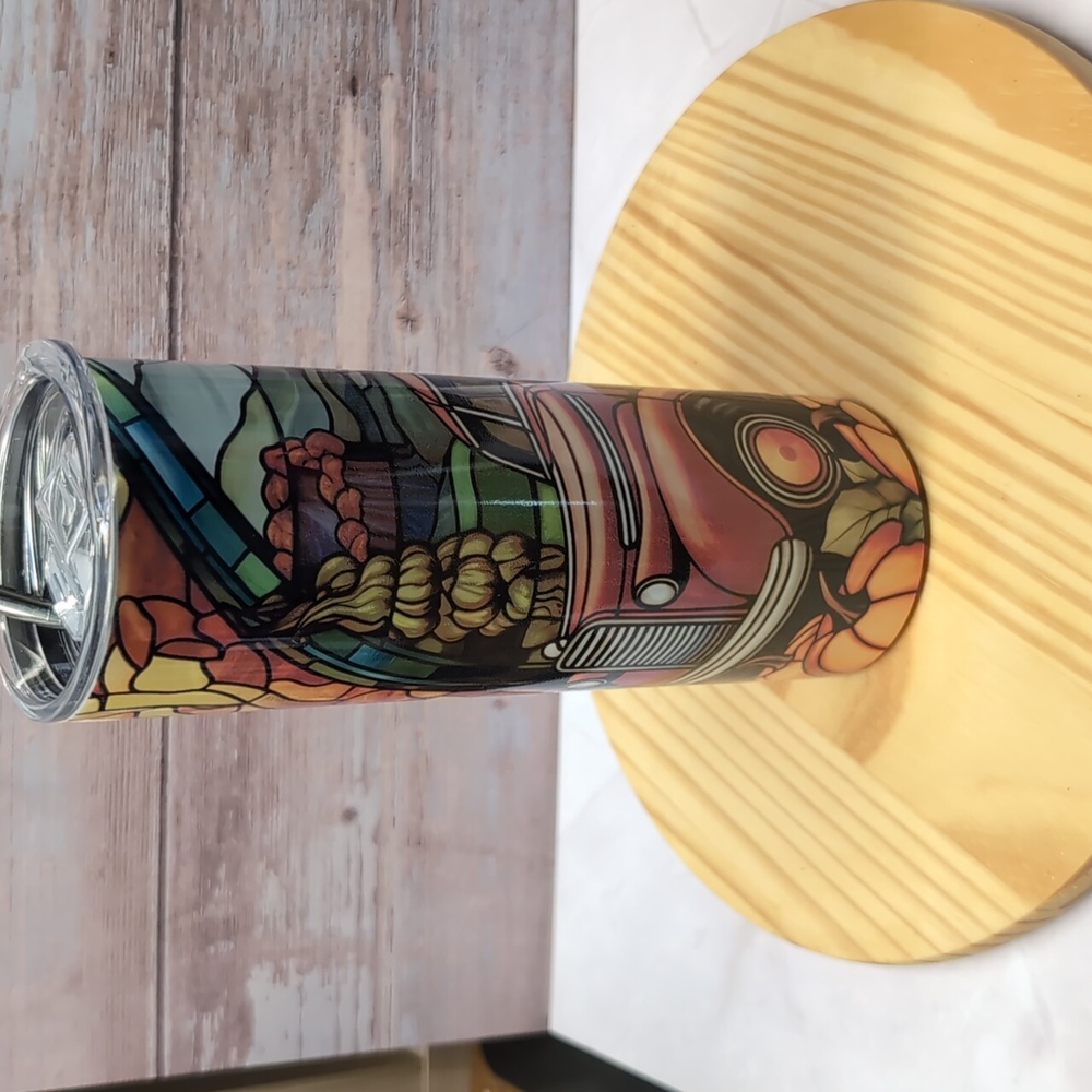 Stained Glass Vintage Truck 20oz Stainless Tumbler - Picture 4 of 4